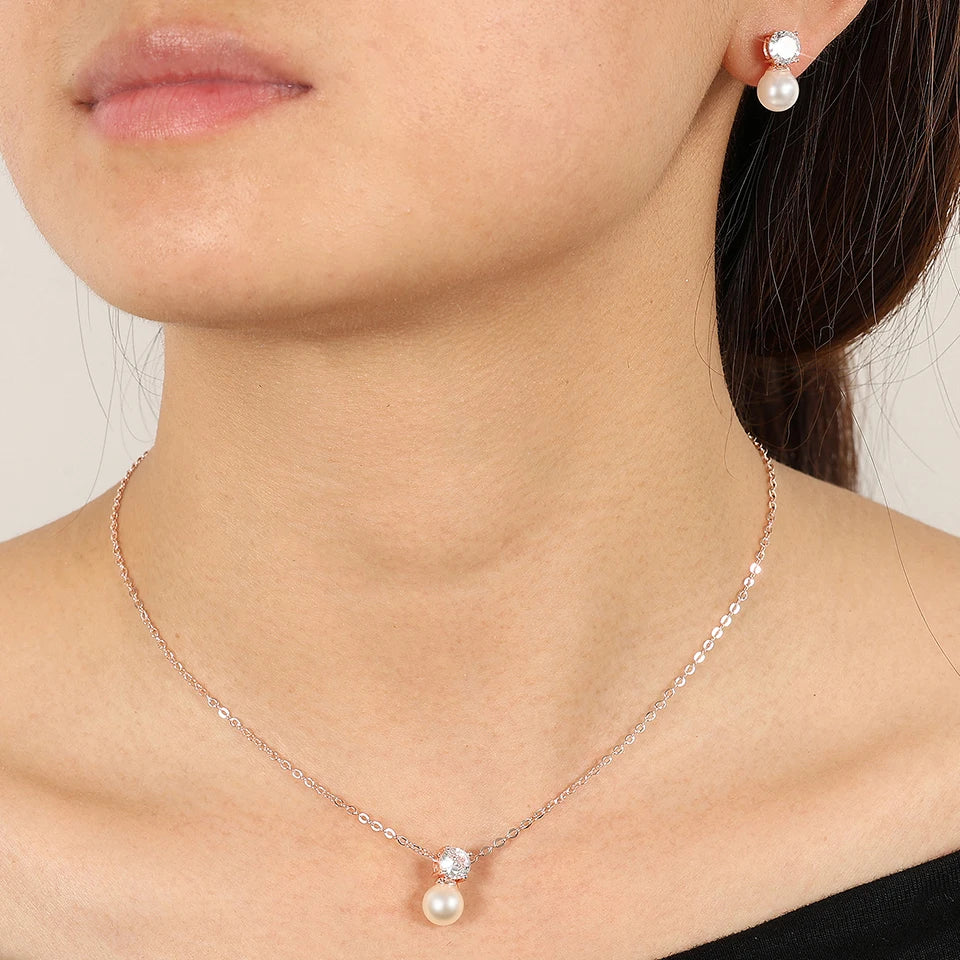 Pearl Zircon Jewelry Set