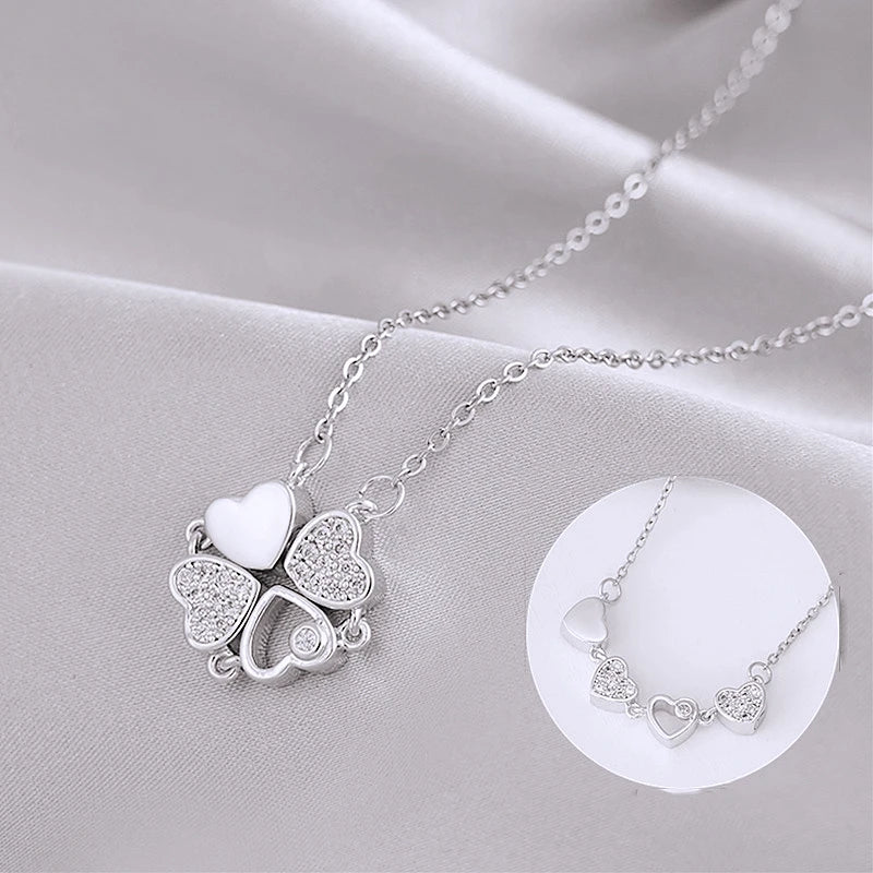 Clover Heart Magnetic Pendant Necklace for Women